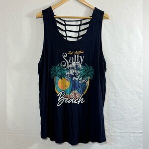 Maurices Navy Graphic Tank with Beach Illustration